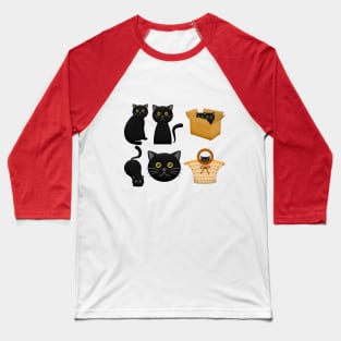 Halloween Black Cat In Bag Baseball T-Shirt